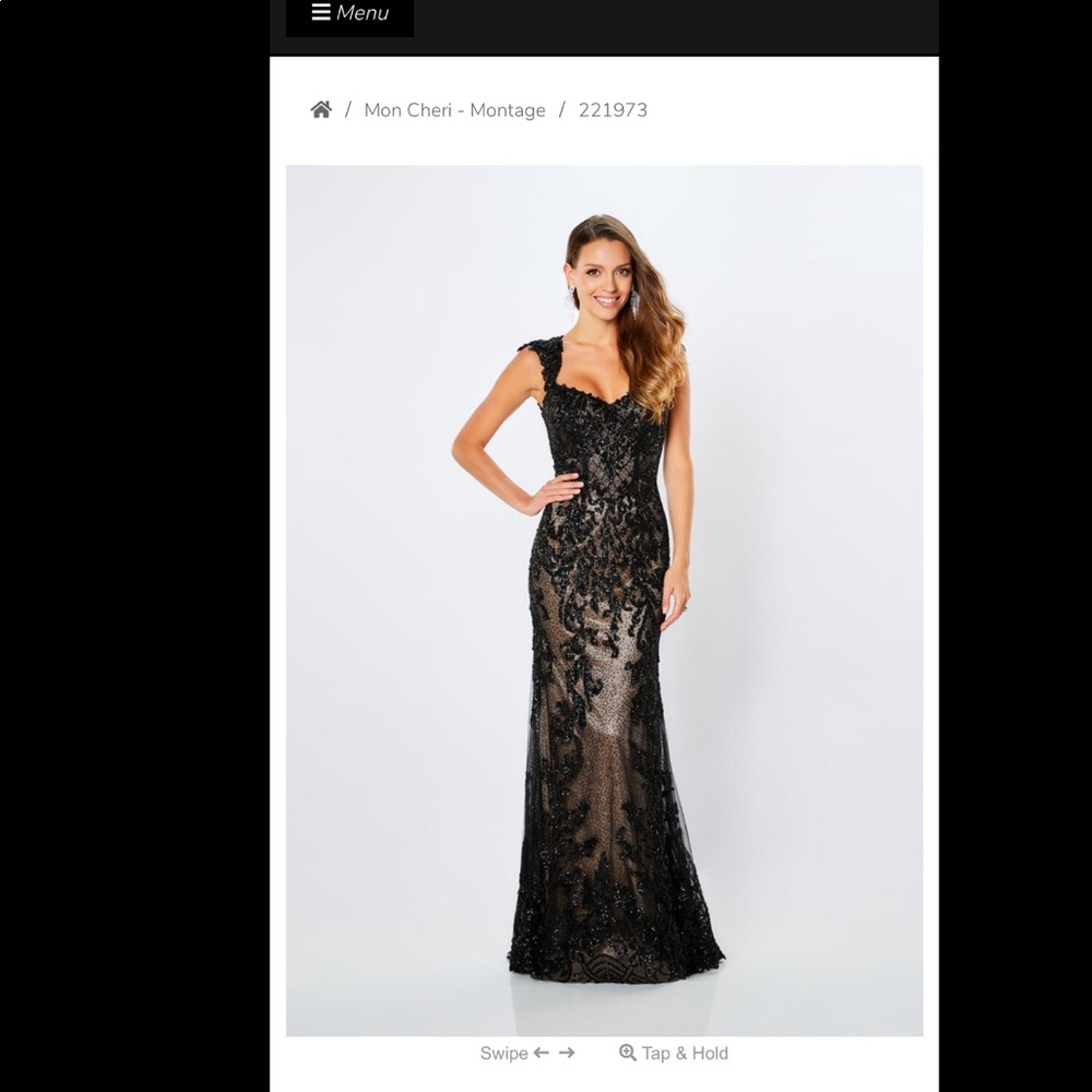 Mon Cheri Montage Navy Beaded Dress
